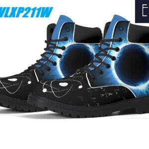 NEW E=M/C2 Men's Upgraded Black Hole Blue Leather All Season Boots